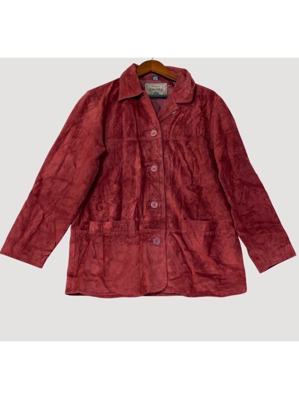 St. Johns Bay Women's M Red Genuine Suede Leather Jacket